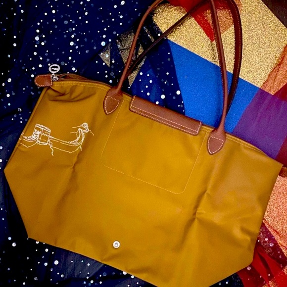 Longchamp Handbags - SOLD - LONGCHAMP MUSTARD GOLD GREAT WALL CITY LMTD CHINA Tote RARE LUX Lrg